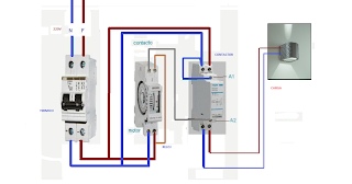 reloj horario con contactor monofasico para alumbrado