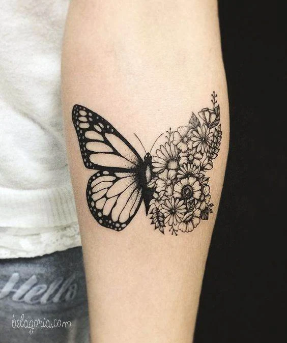 tatuajes de flores mariposas y enredaderas para mujeres