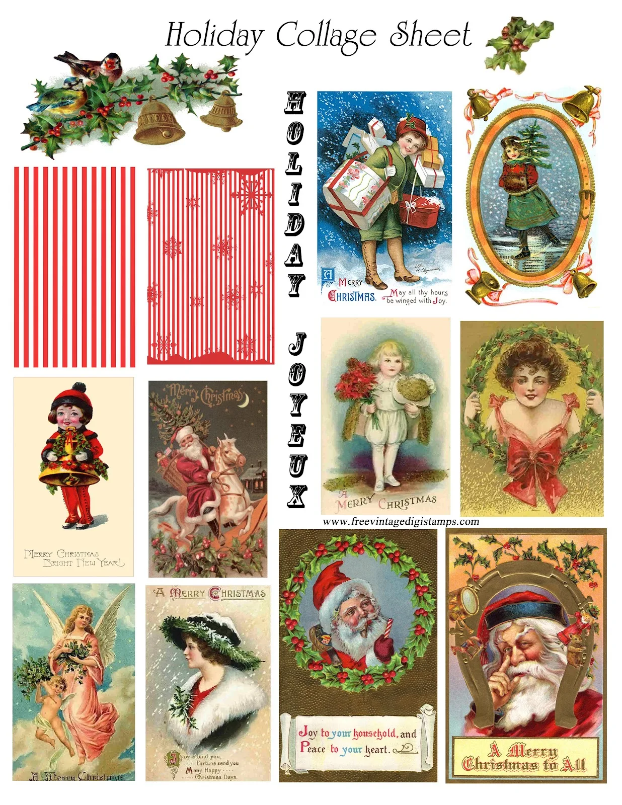 **FREE ViNTaGE DiGiTaL STaMPS** Free Vintage Printable Christmas Collage