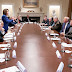 Nancy Pelosi stands with her finger pointed at President Trump during a meeting where the president reportedly “had a meltdown" 