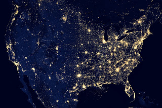 Continent by night; image source: NASA