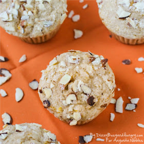 Almonds add a healthy crunch to these mango muffins on Anyonita Nibbles from Dizzy BUsy and Hungry