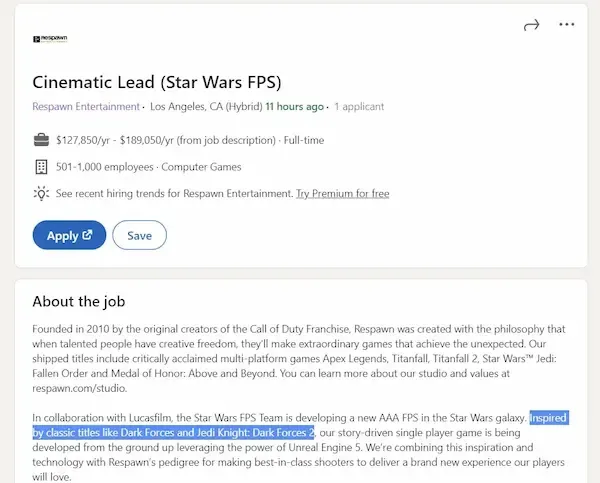 استوديو Respawn يكشف عن أولى تفاصيل مشروع لعبة Star Wars القادمة