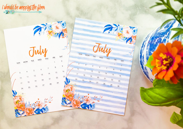 Free July Calendar Printable