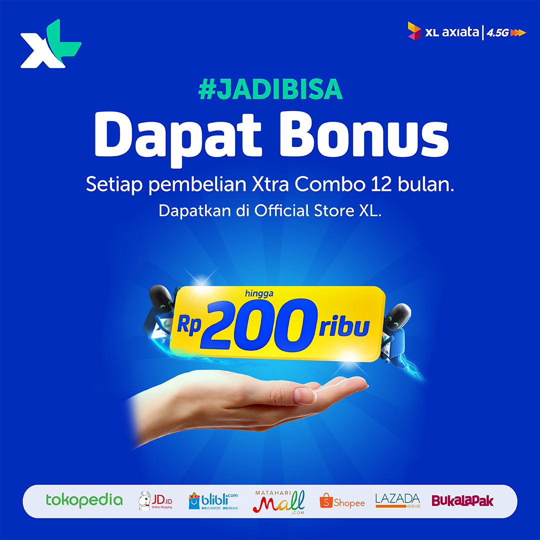 XL - Promo Beli Xtra Combo 12 Bulan di Official Store Free Bonus Pulsa s.d 200 Ribu