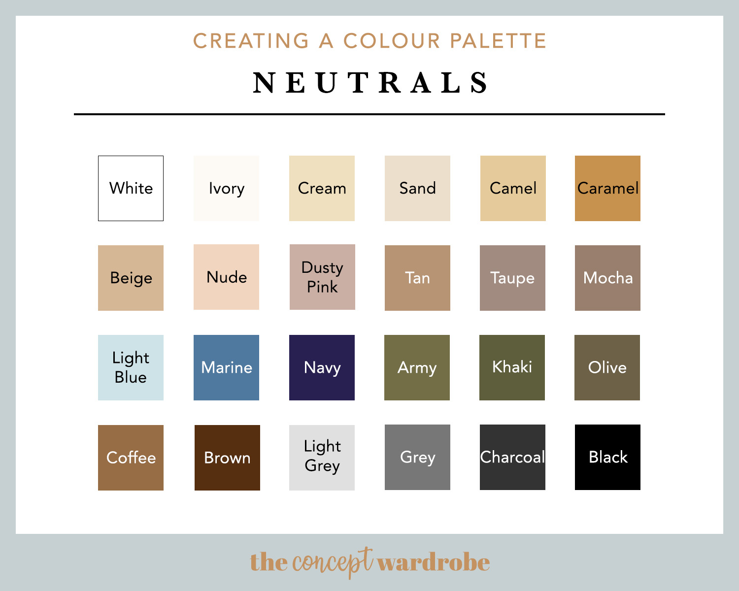 Step 4 Create A Colour Palette The Concept Wardrobe Step 4 Create A Colour Palette The