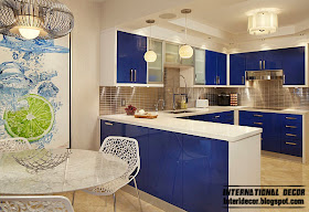 stylish blue kitchen, Fashion color trends 2014 interior design decor
