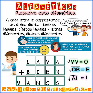 Alfaméticas, Criptosumas, Criptoaritmética, Juego de letras, Desafíos matemáticos, Problemas matemáticos, Problemas de lógica, Covid19, Coronavirus