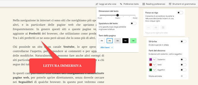 lettura immerivia in edge canary