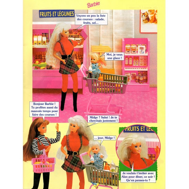 Page quatre du roman-photos de Barbie et Shelly, un après-midi au supermarché.
