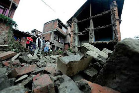 earthquake in the ancient town of Bhaktapur