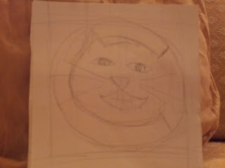 Second original sketch for geeky letter C simplified with just the Cheshire cat and not the constellation