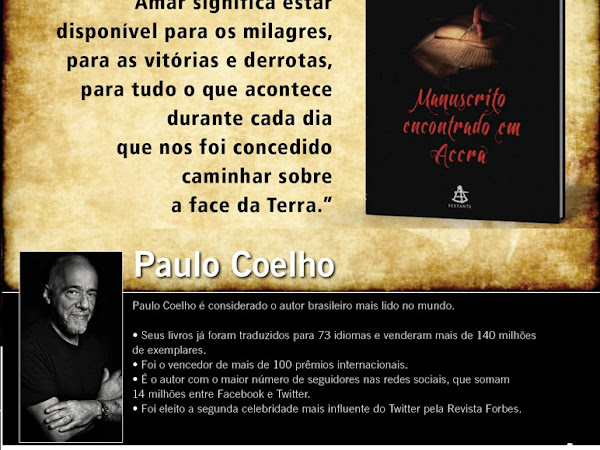 Lançamento da Editora Sextante: Manuscrito Encontrado em Accra do Paulo Coelho
