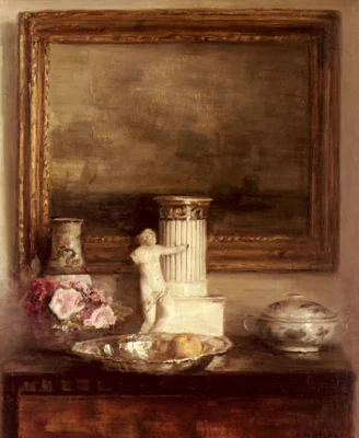 Still Life with Classical Column and Statue painting Carl Vilhelm Holsoe