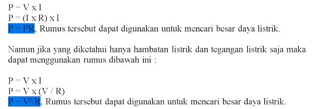 Pengertian Daya Listrik dan Rumus Daya Listrik Pengertian Daya Listrik dan Rumus Daya Listrik