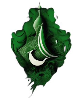 graphic design, Pakistan Independence Day, Unique, vector image, masterpiece,  Black Background,