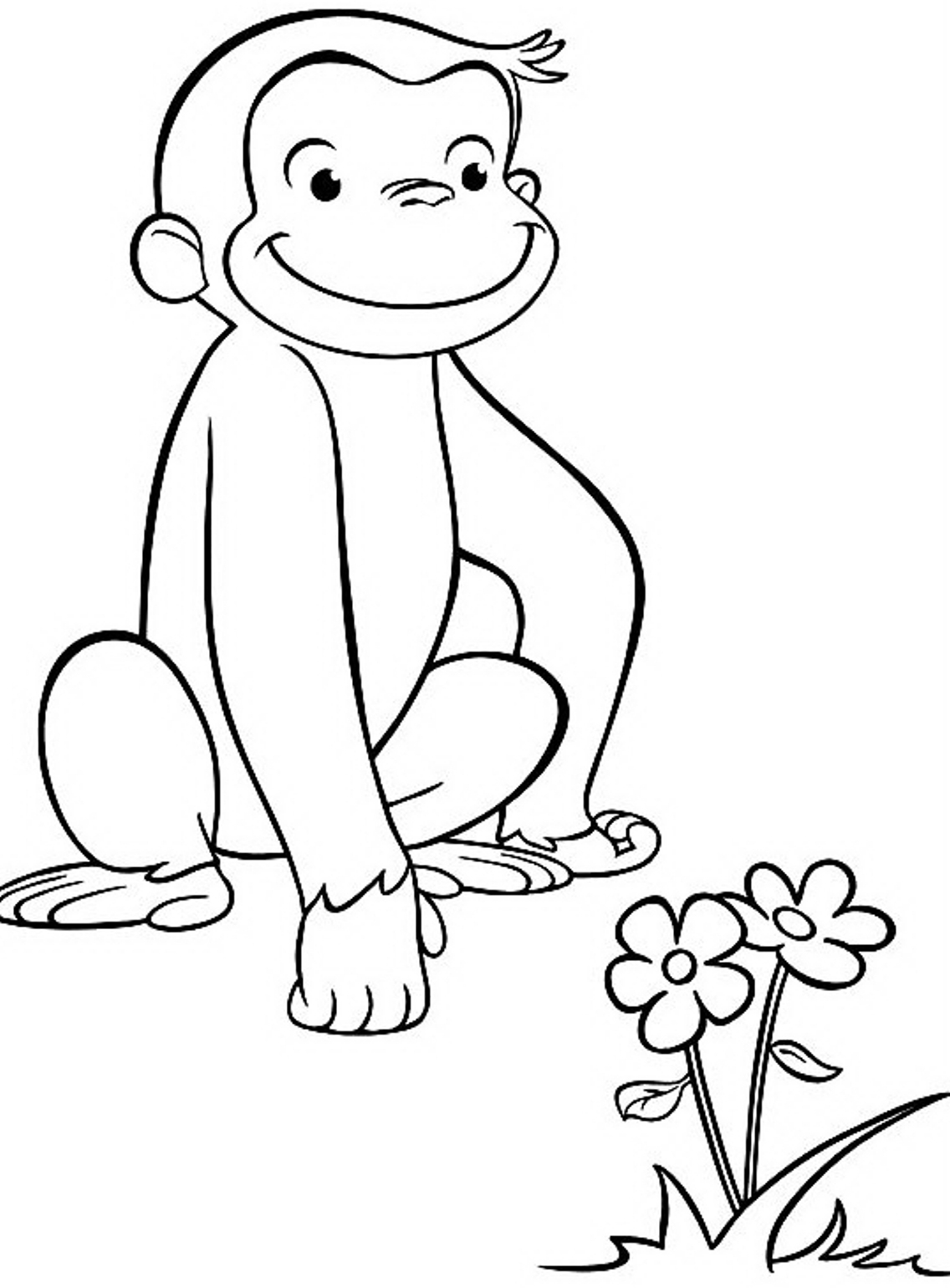 Mewarnai Gambar Tokoh Kartun Curious George Si Monyet Yang Lucu