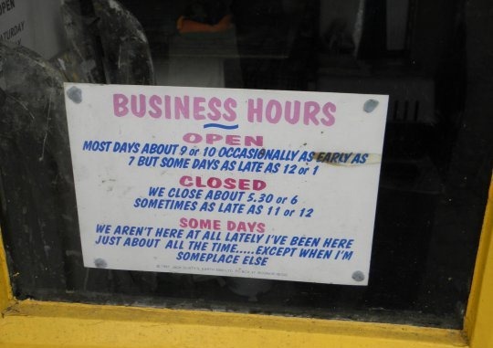 funny business names. Funny Business Hours Sign