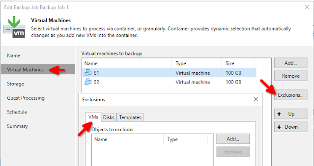 Veeam Backup: Exclusiones VM globales