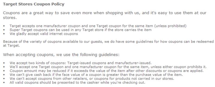 target coupon. Target Coupon Policy from