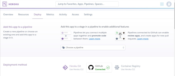 Connect GitHub to Heroku