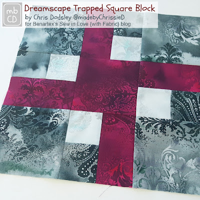Trapped Square block and quilt design tutorial by www.madebyChrissieD.com