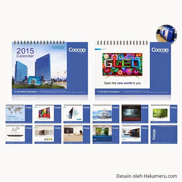 Desain kalender meja untuk perusahaan elektronik TV LED Coocaa - Jasa desain kalender Hakameru.com