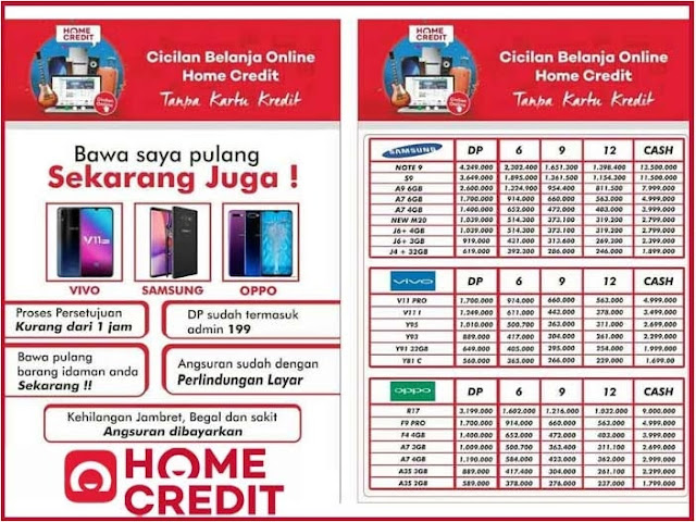 tabel angsuran home credit ke 1