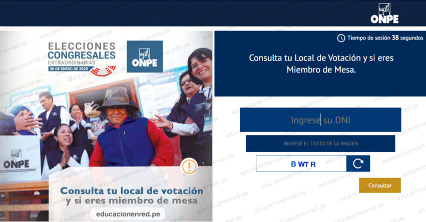 ONPE - DÓNDE VOTAR ESTE DOMINGO 26 ENERO 2020: Ubica con el número de DNI tu Local de Votación y si eres Miembro de Mesa - Elecciones Congresales Extraordinarias 2020 - www.onpe.gob.pe