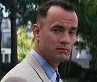 Head shot of Tom Hanks as Forrest Gump seated on park bench