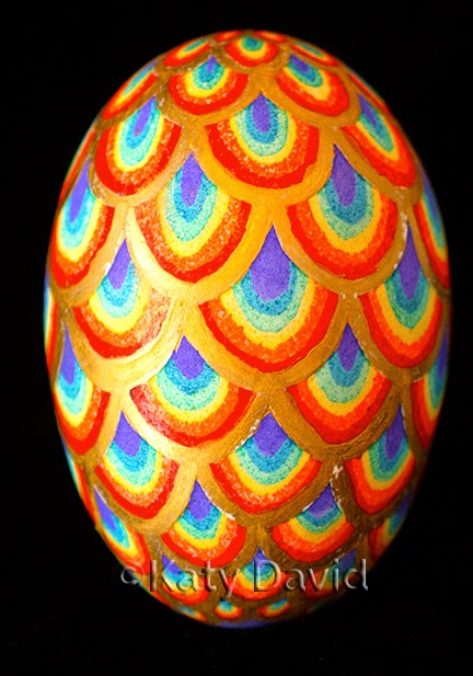 ©Katy David, Friday Egg: Second Hand Rainbows, Goose Egg Pysanky and 23K Gold