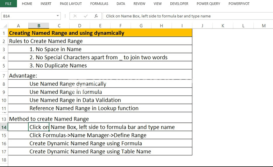 Tactical Process Automation Create Named Range In Excel