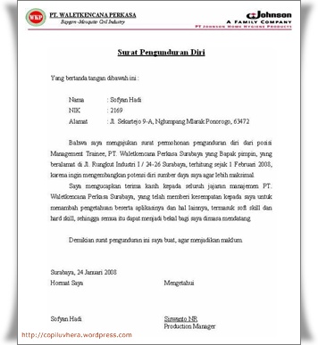 Resign Letter - Contoh surat pengunduran Diri  Aneka Remaja
