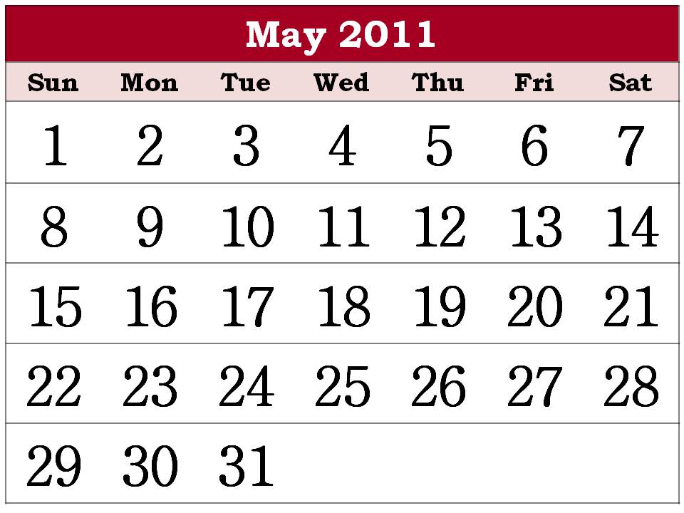 calendar 2011 may printable. Free Printable Calendar 2011