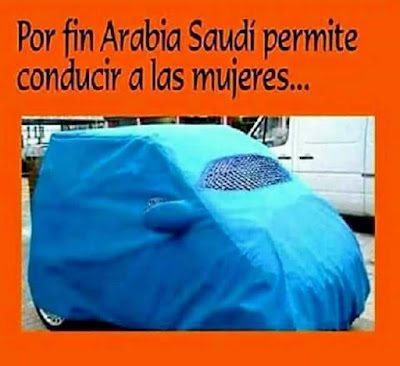 Arabia Saudí permite conducir a las mujeres, funda, azul, burka