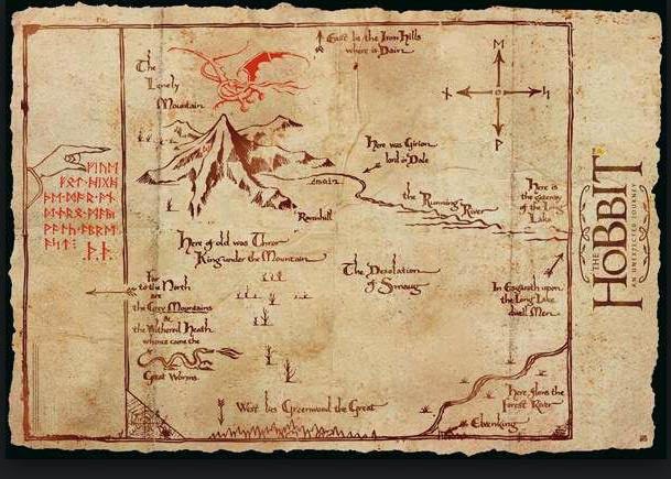 Poster Mapa Montaña Solitaria El Hobbit