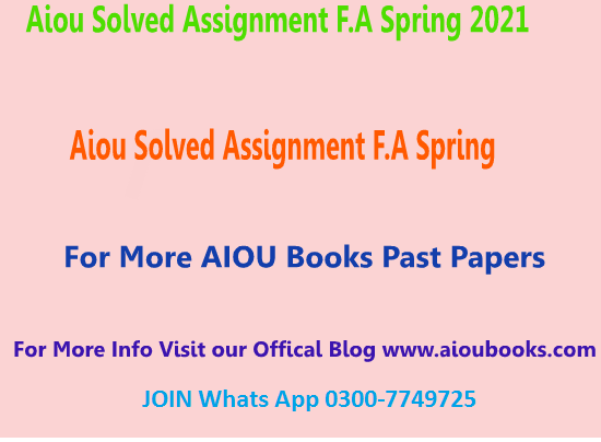 aiou studio 9 solved assignment spring 2021 pdf