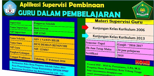 Aplikasi Instrumen Supervisi Kunjungan Kelas Kurikulum 2013