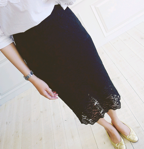 Mid-Calf Lace Skirt