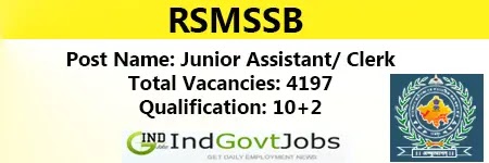 RSMSSB Clerk Jobs 2024