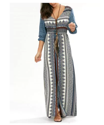 Vestido tipo Boho en azul