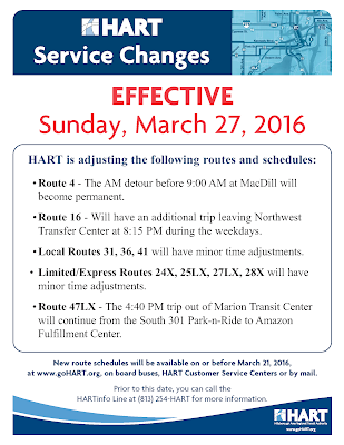 HART Service Changes - March 27