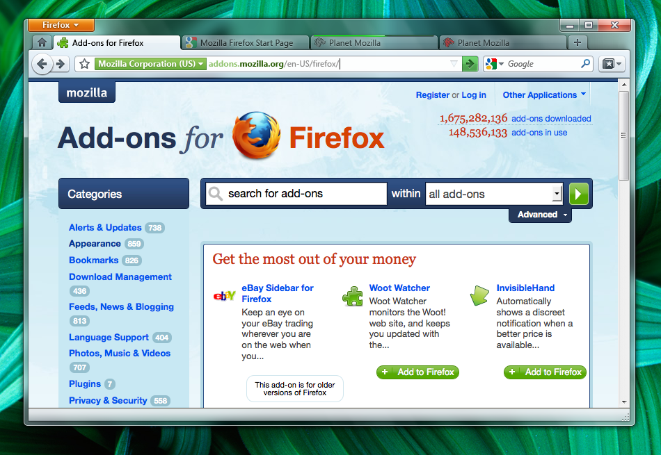 Below is an early screen shot of Firefox 4 for Windows 7 showing the tabs 