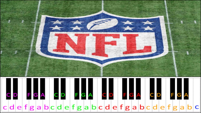 NFL Theme Song Piano / Keyboard Easy Letter Notes for Beginners