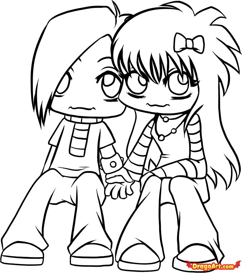 Emo Love Coloring Pages