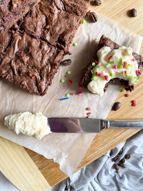 holiday espresso brownies with coffee buttercream #ad