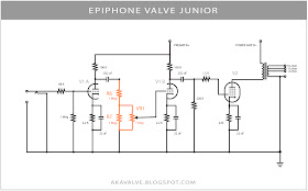 Epiphone Valve Junior Stock Schematic R6 R7 VR1