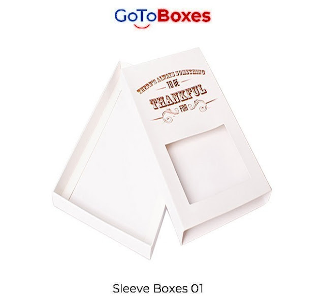 Fetch amazingly engineered Sleeve Boxes with modifications in designs at GoToBoxes. Ecologically safe printed boxes are available at affordable prices and discounts.