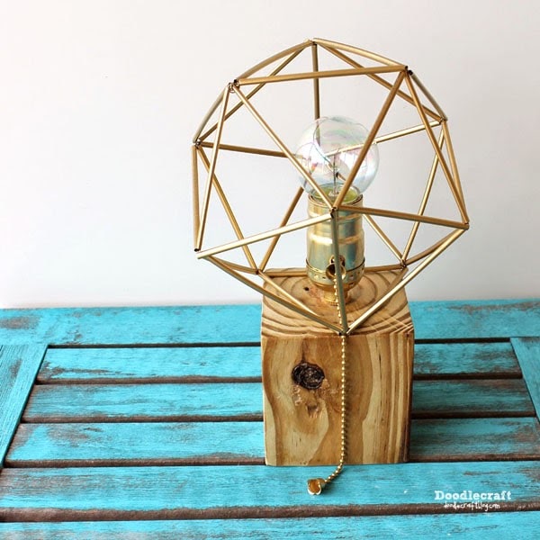 Reclaimed Wood Lamp with Geometric Himmeli Shade!