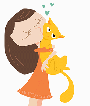 Animated gif image of a girl with her pet